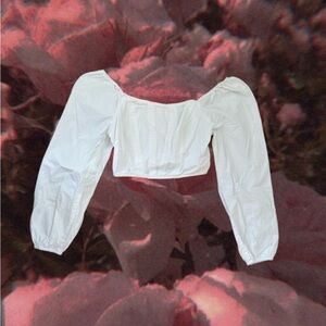 White Puff-Sleeve Off-Shoulder Crop Top